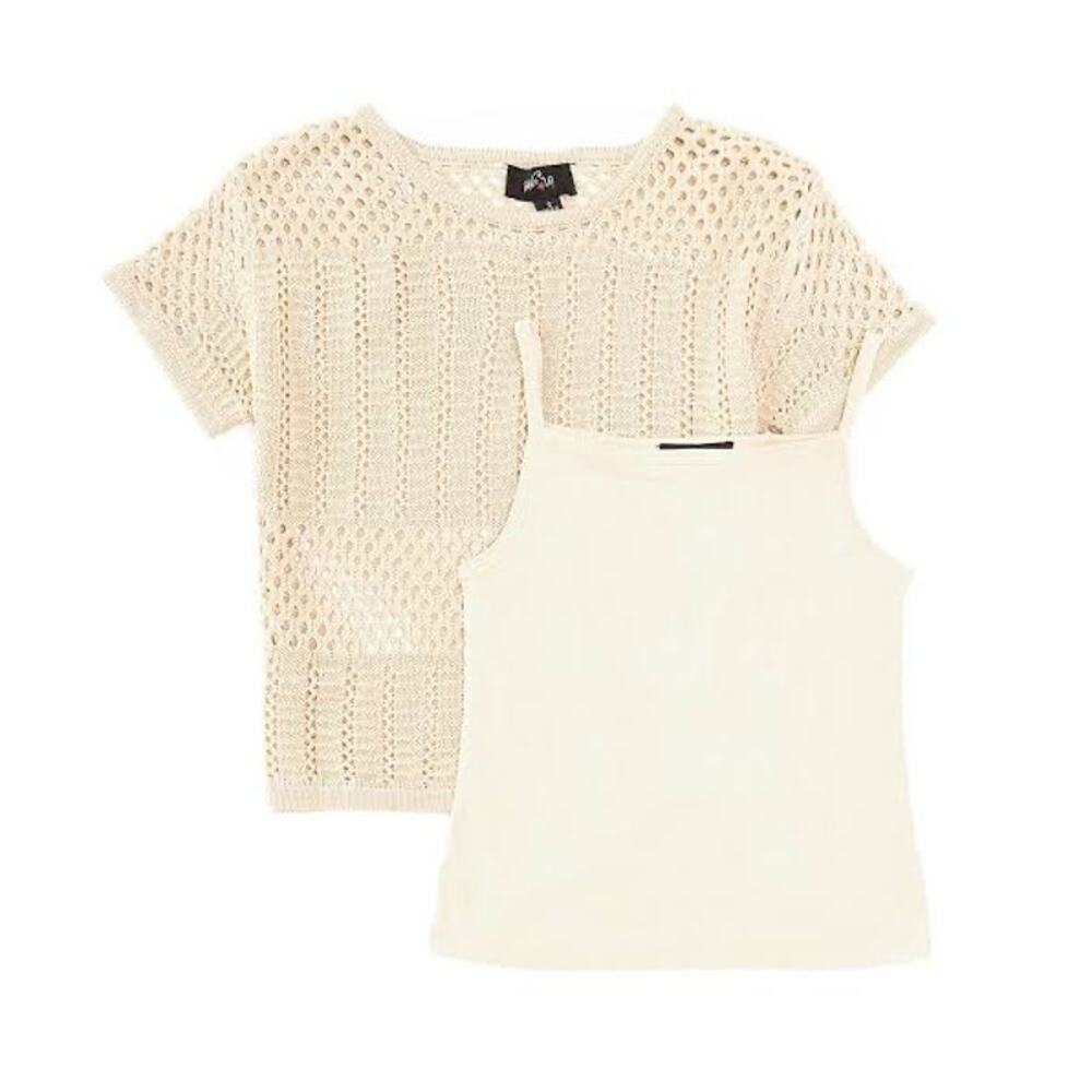 I.N. Girl Cream Sweater & Tank Top Set - Girls Large